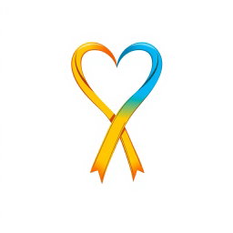 A logo design suitable for printing on a t-shirt featuring a heart-shaped ribbon with ribbon tails flowing from the bottom