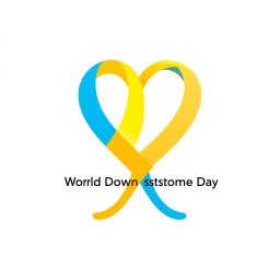A logo design for World Down Syndrome Day that incorporates a stylized heart-shaped ribbon to symbolize awareness and support