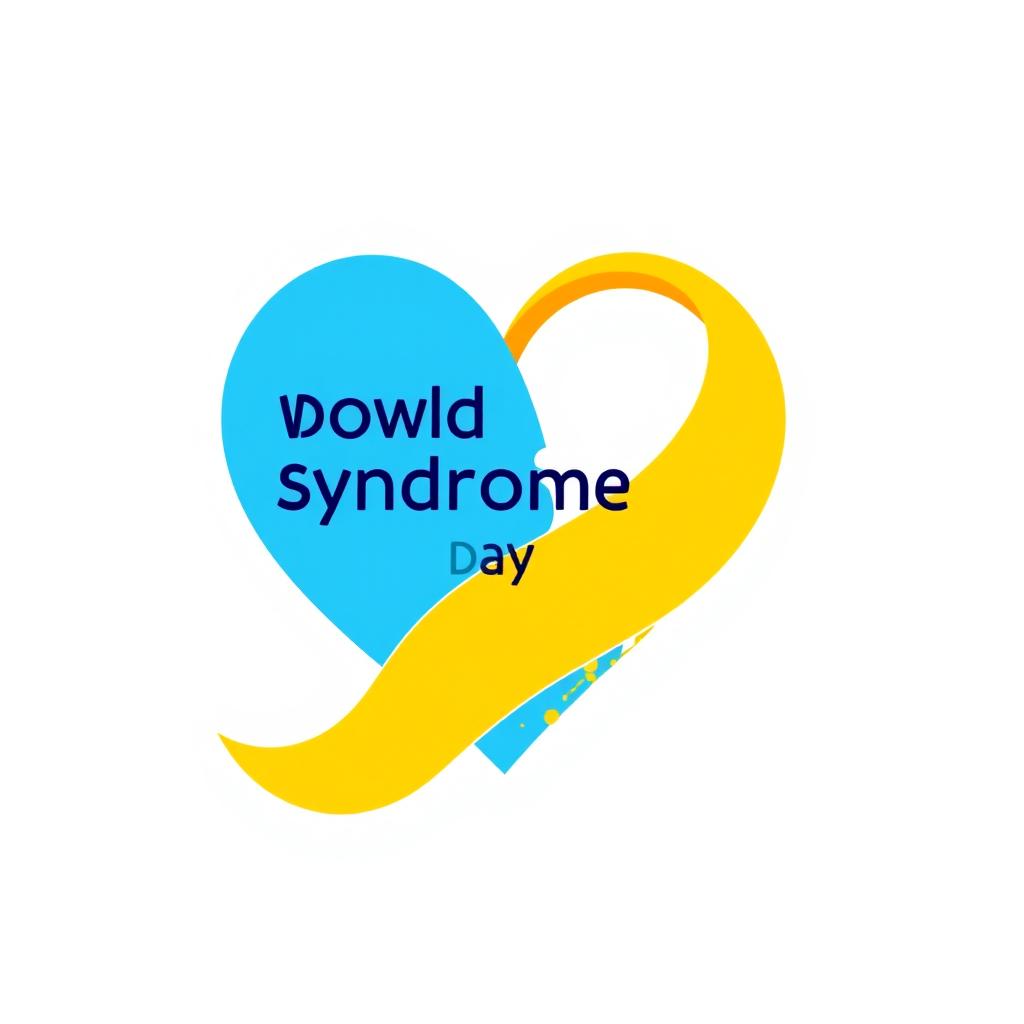 A logo design for World Down Syndrome Day that incorporates a stylized heart-shaped ribbon to symbolize awareness and support