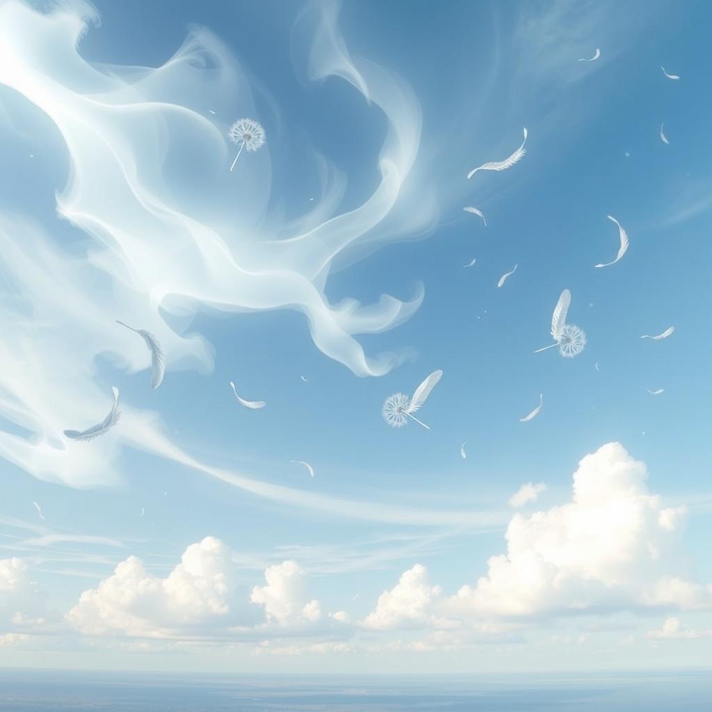 A captivating representation of air as an element, featuring a whimsical and ethereal landscape