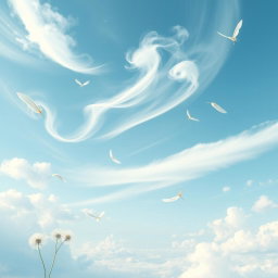 A captivating representation of air as an element, featuring a whimsical and ethereal landscape