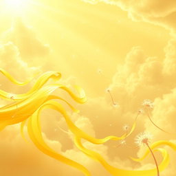 A vibrant and imaginative representation of air as an element, with yellow as the primary color