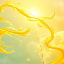 A vibrant and imaginative representation of air as an element, with yellow as the primary color