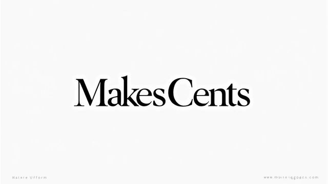 A beautifully designed minimalist logo that displays the text 'Makes Cents' in an elegant, modern sans-serif font
