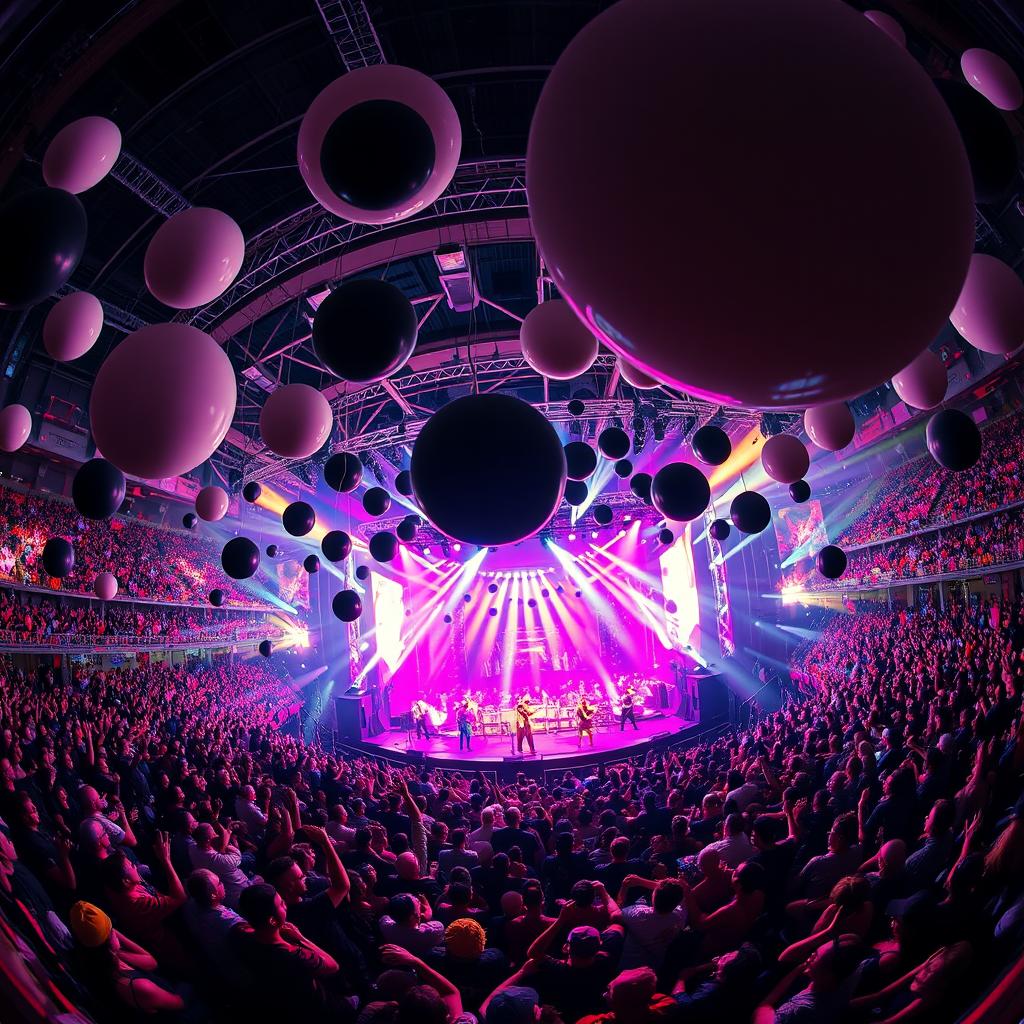 A dynamic scene capturing a 360-degree view of an arena concert
