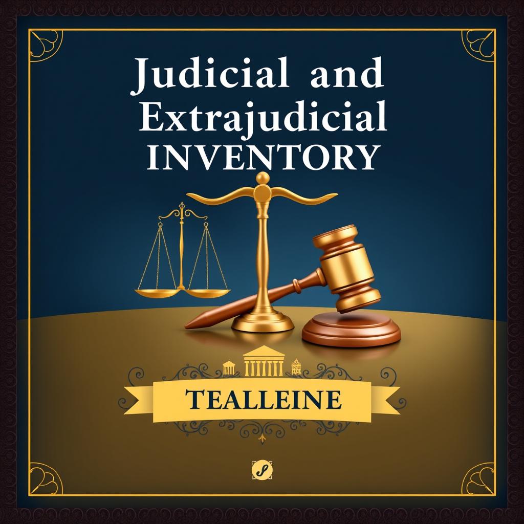 A book cover design about the legal theme "Judicial and Extrajudicial Inventory"