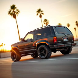A Ford Explorer 1994 designed in Harley Davidson style, featuring a sleek and edgy look