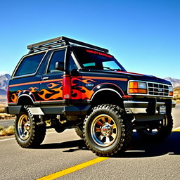 A custom 1994 Ford Explorer styled with Harley Davidson features