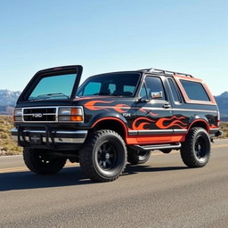 A custom 1994 Ford Explorer styled with Harley Davidson features