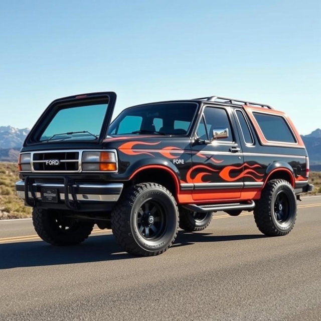 A custom 1994 Ford Explorer styled with Harley Davidson features
