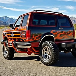 A custom 1994 Ford Explorer styled with Harley Davidson features