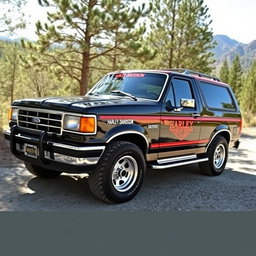 A vintage 1994 Ford Explorer with unique Harley Davidson style detailing