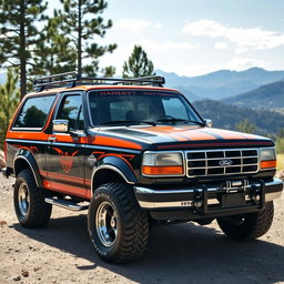 A vintage 1994 Ford Explorer with unique Harley Davidson style detailing