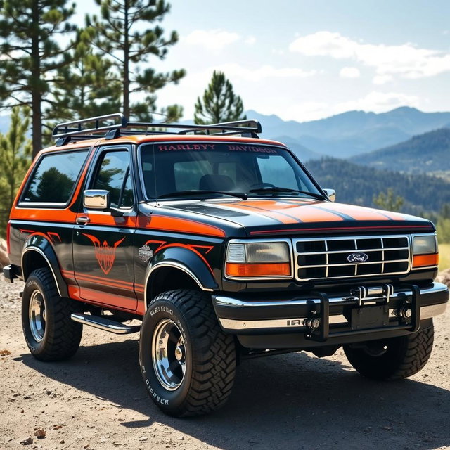 A vintage 1994 Ford Explorer with unique Harley Davidson style detailing