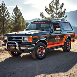 A vintage 1994 Ford Explorer with unique Harley Davidson style detailing