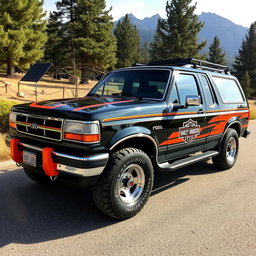 A vintage 1994 Ford Explorer with unique Harley Davidson style detailing
