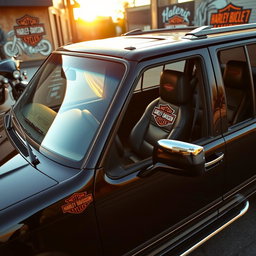 A detailed image of a 1994 Ford Explorer entirely black, showcasing its sleek lines and classic design