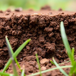 A detailed close-up of a dirt block, showcasing its rich brown color with various shades and textures