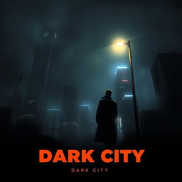A movie poster for a film titled 'Dark City', featuring a shadowy, dystopian urban landscape at night