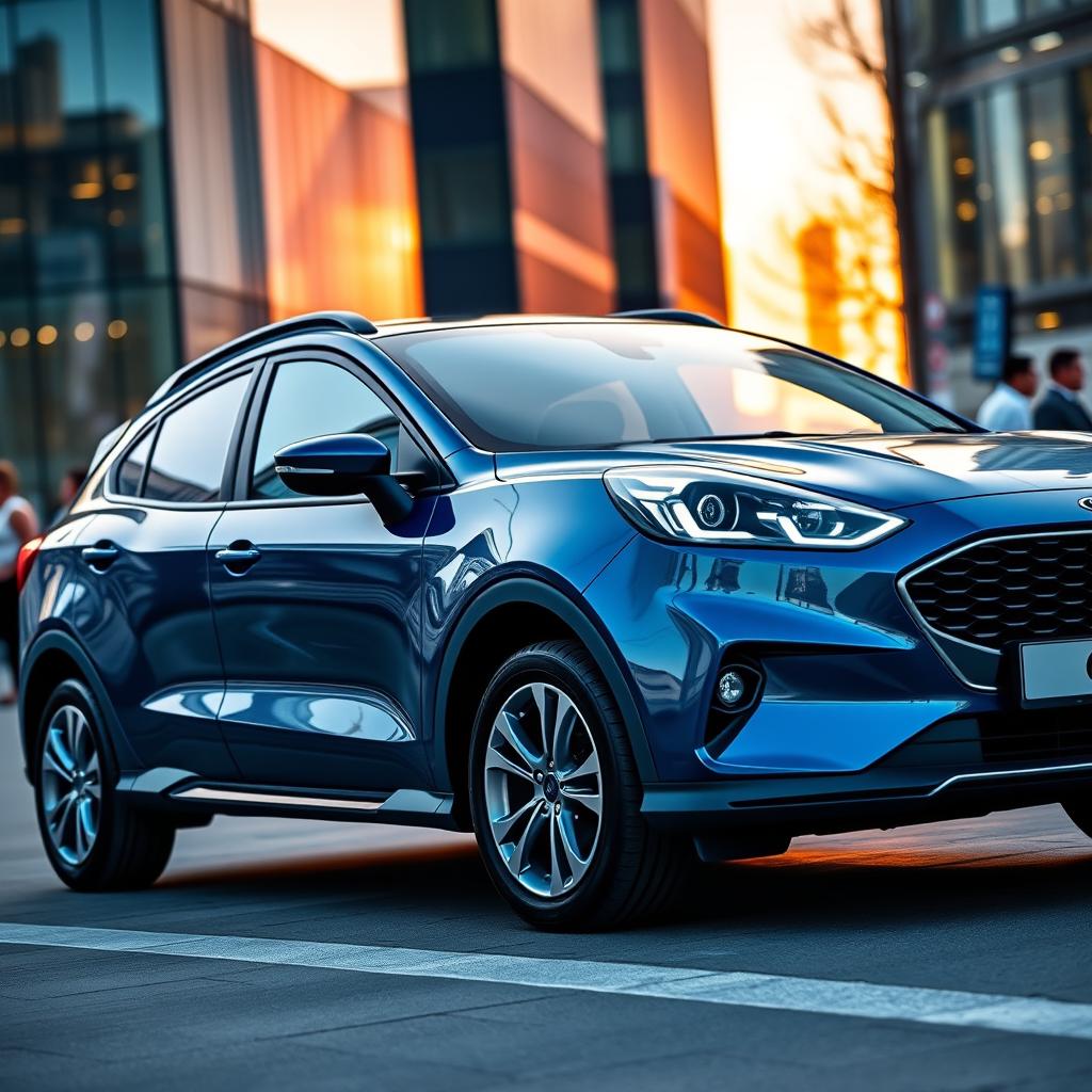 A new Ford Escort, showcasing a modern design with sleek lines and a stylish profile