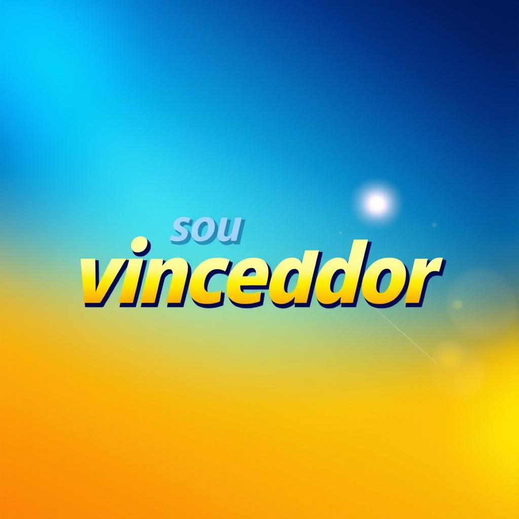 A striking banner featuring the bold text 'Sou vencedor' prominently displayed in a dynamic, modern font