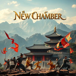An exciting movie poster for a film titled 'New Chamber', set in a Shaolin temple