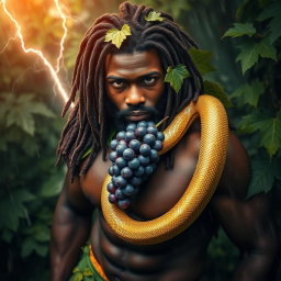An ultra-sexy, immersive, oiled-up Greek-Jamaican god depicted from an extremely close aerial view