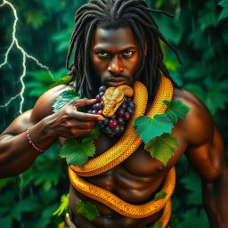 An ultra-sexy, immersive, oiled-up Greek-Jamaican god depicted from an extremely close aerial view