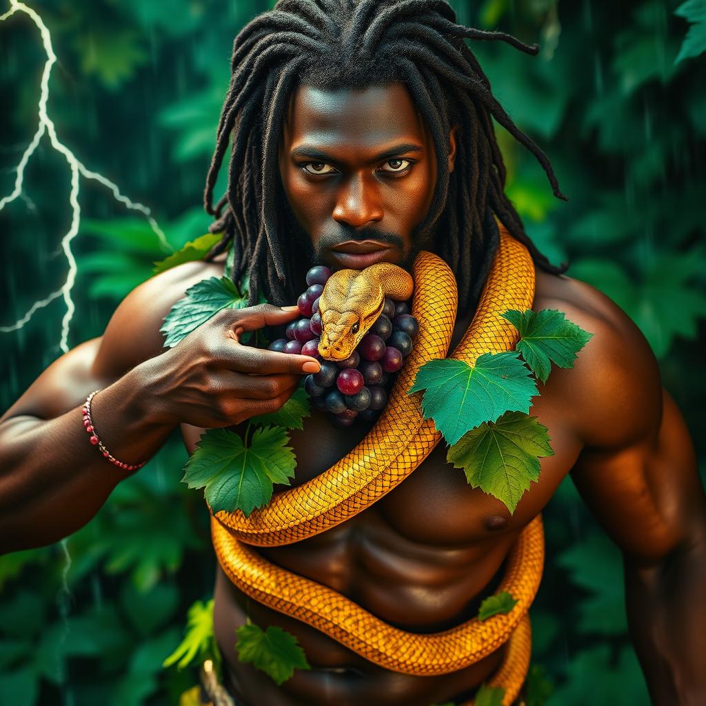 An ultra-sexy, immersive, oiled-up Greek-Jamaican god depicted from an extremely close aerial view
