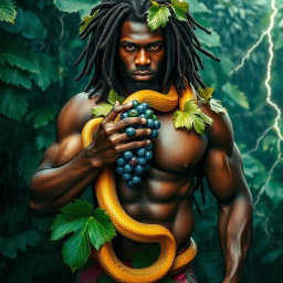 An ultra-sexy, immersive, oiled-up Greek-Jamaican god depicted from an extremely close aerial view