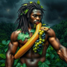 An incredibly sexy, immersive, oiled-up Greek-Jamaican god, shown from an extremely close aerial view