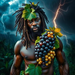 An immersive, oiled-up Greek-Jamaican god depicted from an extremely close aerial view