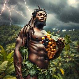 An exceptionally sexy, immersive, oiled-up Greek-Jamaican god depicted from an extremely close aerial view