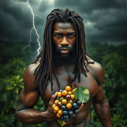 An exceptionally sexy, immersive, oiled-up Greek-Jamaican god depicted from an extremely close aerial view