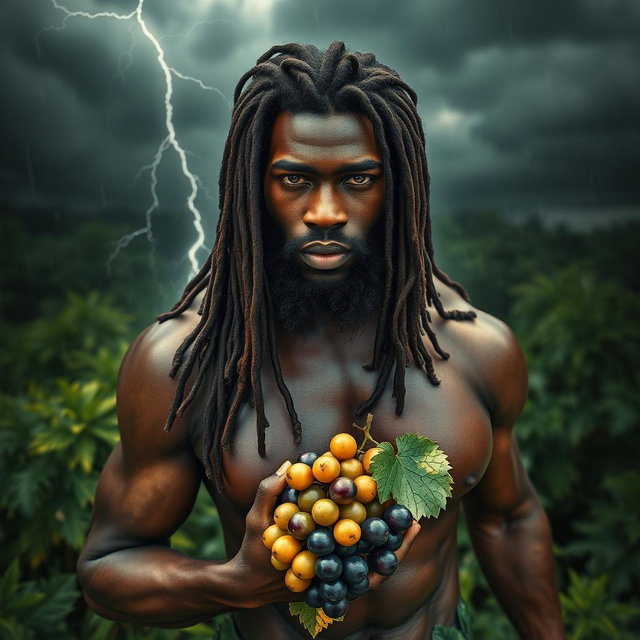 An exceptionally sexy, immersive, oiled-up Greek-Jamaican god depicted from an extremely close aerial view