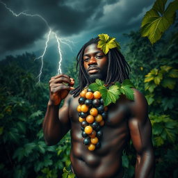 An exceptionally sexy, immersive, oiled-up Greek-Jamaican god depicted from an extremely close aerial view