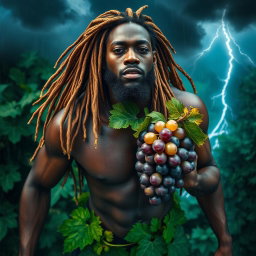 An exceptionally sexy, immersive, oiled-up Greek-Jamaican god depicted from an extremely close aerial view