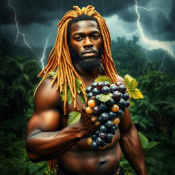 An exceptionally sexy, immersive, oiled-up Greek-Jamaican god depicted from an extremely close aerial view