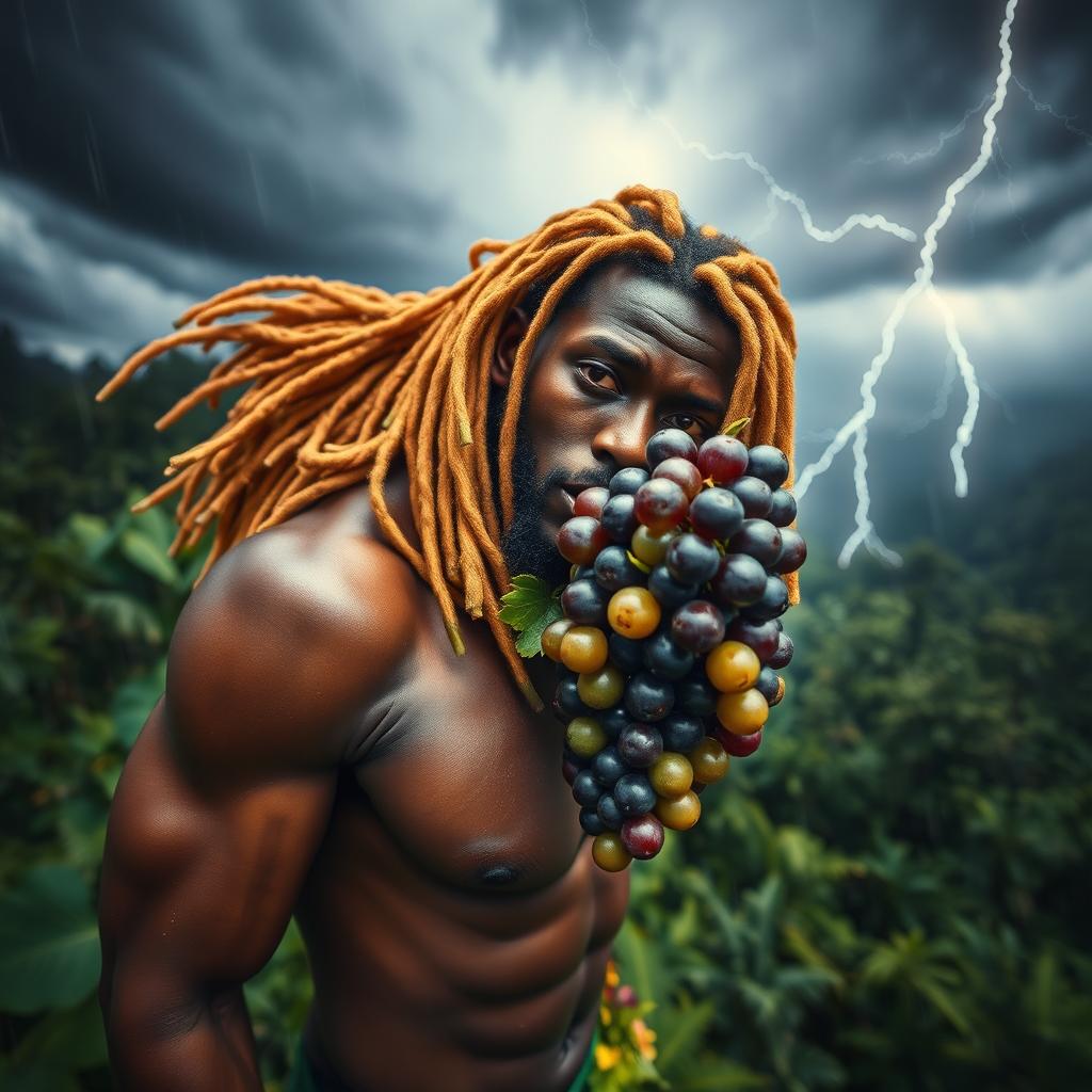 An extremely sexy and immersive scene featuring a polished, oiled-up Greek-Jamaican god captured from an extremely close aerial view
