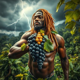 An extremely sexy and immersive scene featuring a polished, oiled-up Greek-Jamaican god captured from an extremely close aerial view