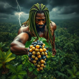An exceptionally sexy, immersive scene featuring a polished, oiled-up Greek-Jamaican god from an extremely close aerial view