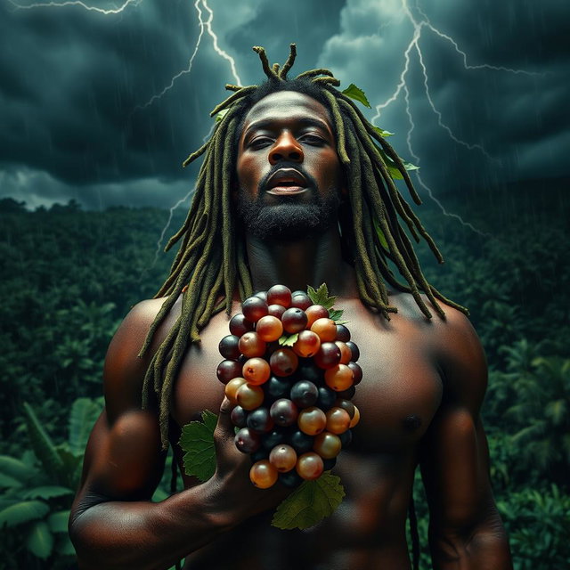 An extraordinarily sexy and immersive scene of a polished, oiled-up Greek-Jamaican god viewed from an extremely close aerial perspective