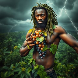 An incredibly sexy and immersive scene showcasing a polished, oiled-up Greek-Jamaican god from an extremely close aerial view
