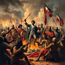 A dramatic illustration of the Vodou rebellion in Haiti, linking the ancestral histories of Africa and Cartagena with the Haitian Revolution of 1780