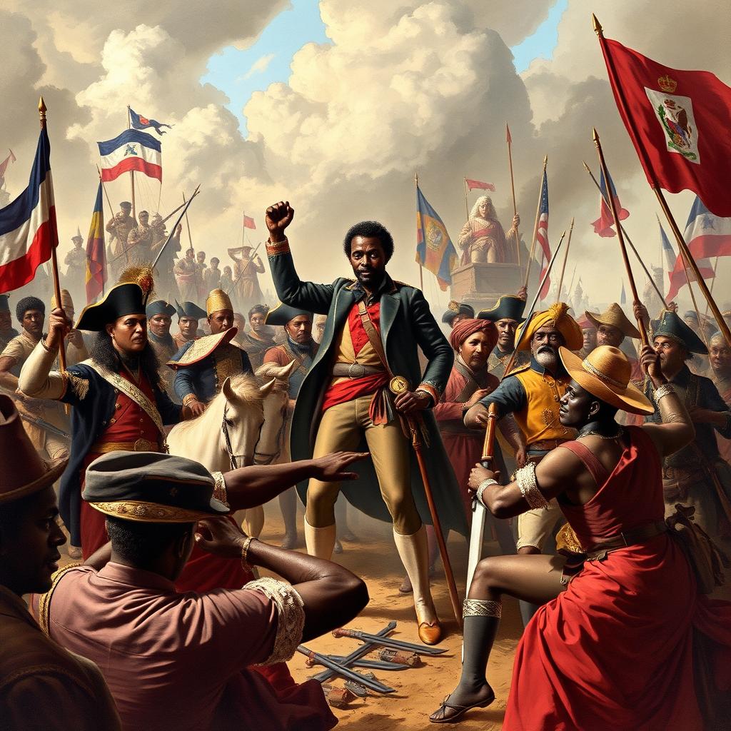 A dramatic illustration of the Vodou rebellion in Haiti, linking the ancestral histories of Africa and Cartagena with the Haitian Revolution of 1780