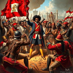 A dramatic illustration of the Vodou rebellion in Haiti, linking the ancestral histories of Africa and Cartagena with the Haitian Revolution of 1780