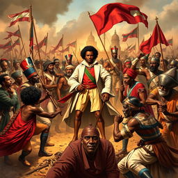 A dramatic illustration of the Vodou rebellion in Haiti, linking the ancestral histories of Africa and Cartagena with the Haitian Revolution of 1780