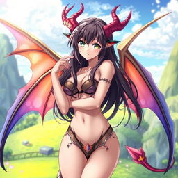 A sexy waifu character in an anime style, featuring elegant wings and dressed in a revealing outfit that showcases her curves
