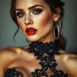 A captivating close-up portrait of a sexy, alluring feminist woman, with an air of confidence and empowerment