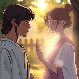 An emotional scene illustrating the heart-wrenching moment of losing a beloved person and then miraculously seeing them return to life four days later